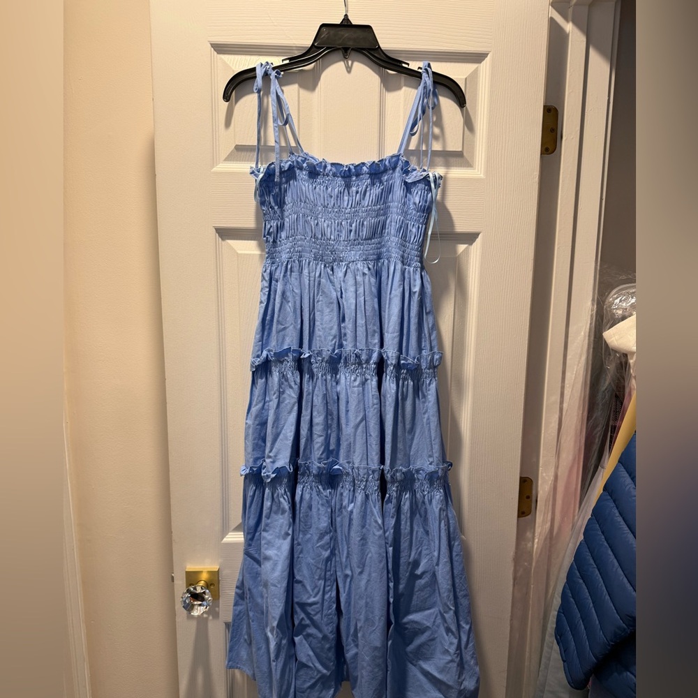 Pinch Powder Blue Smocked Sundress with Tie Straps